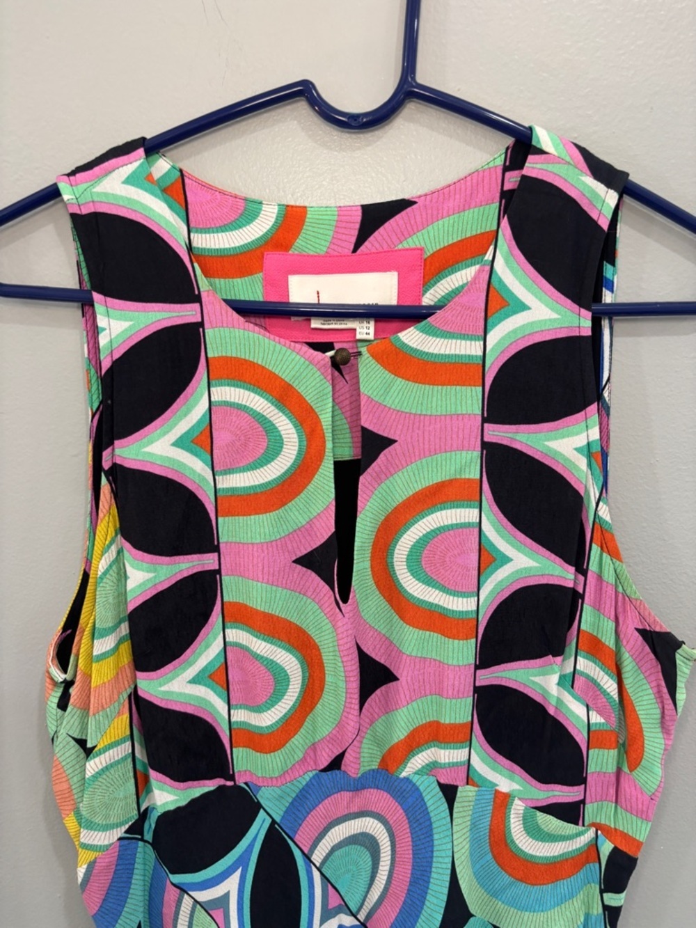 Anthropologie Kenzie Asymmetrical Midi Dress 12 retro geometric print colorful - Picture 12 of 13